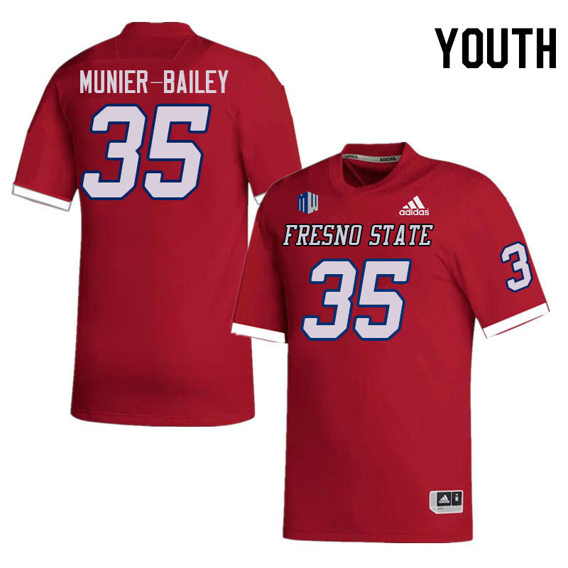 Youth #35 Kemari Munier-Bailey Fresno State Bulldogs College Football Jerseys Stitched Sale-Red - Click Image to Close